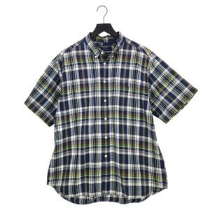 American Eagle Outfitters Madras Button Shirt Large 100% Cotton Short Sleeve